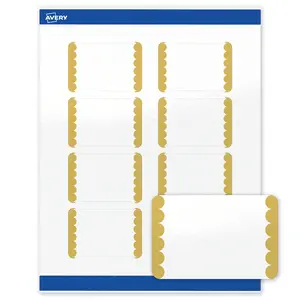 Avery Printable Rectangle Labels, 2" x 3", Glossy White, Pre-printed Gold Dots Edge Design, Sure Feed Technology, Laser & Inkjet Compatible, 160 Total, Great for Branding, Marketing, and Events