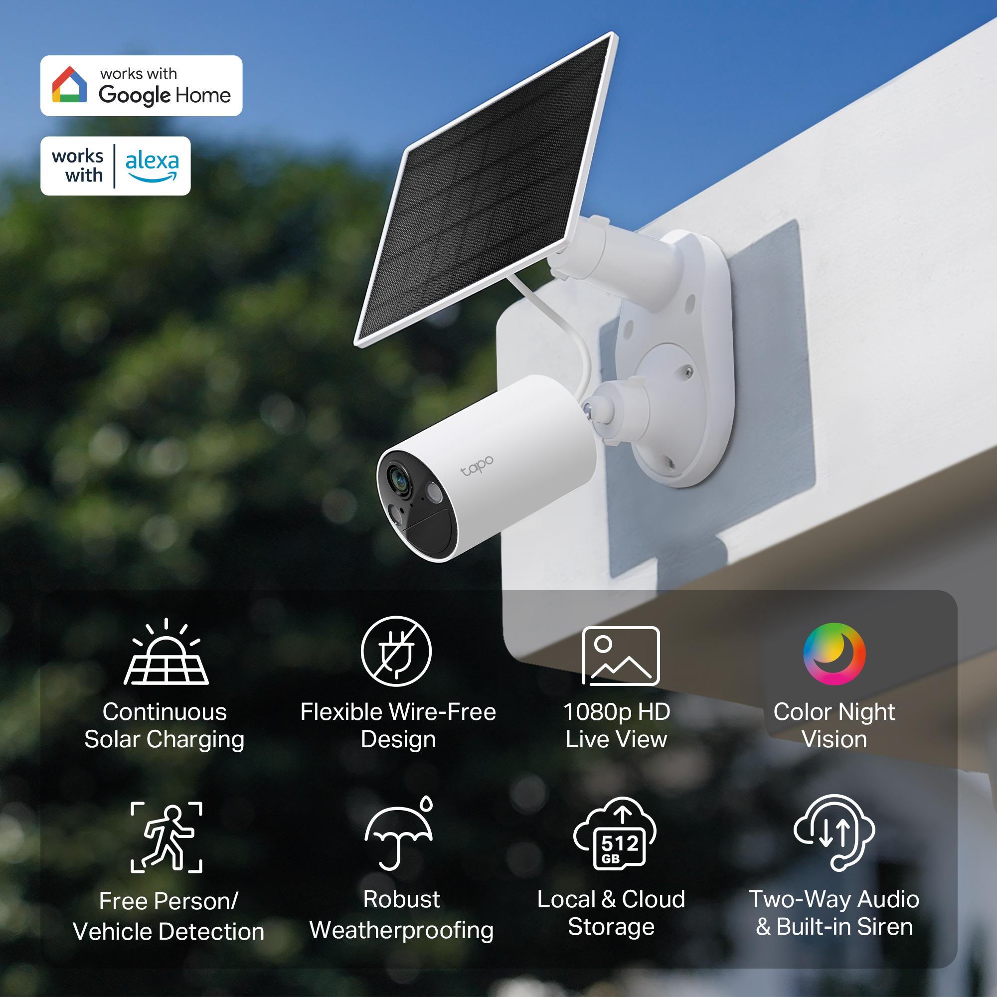 TP-Link & Tapo C402 Kit Solar-Powered Outdoor Security Camera,180-Day Battery OR Forever Solar!  | 1080P Color Night Vision | Free Person Detection | No Hub Needed | Alexa & Google Compatible