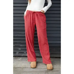 John Galt Women's Red Plaid Flannel Baggy Pants