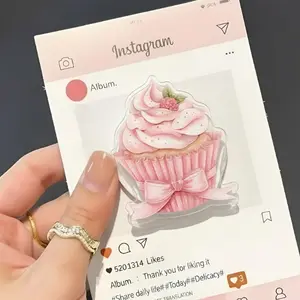 Sweet Pink Cupcake Phone Grip  Cute Aesthetic Dessert Pop Socket with Bow  Kawaii Strawberry Cake Phone Accessory  Perfect Gift for Sweetheart Girls