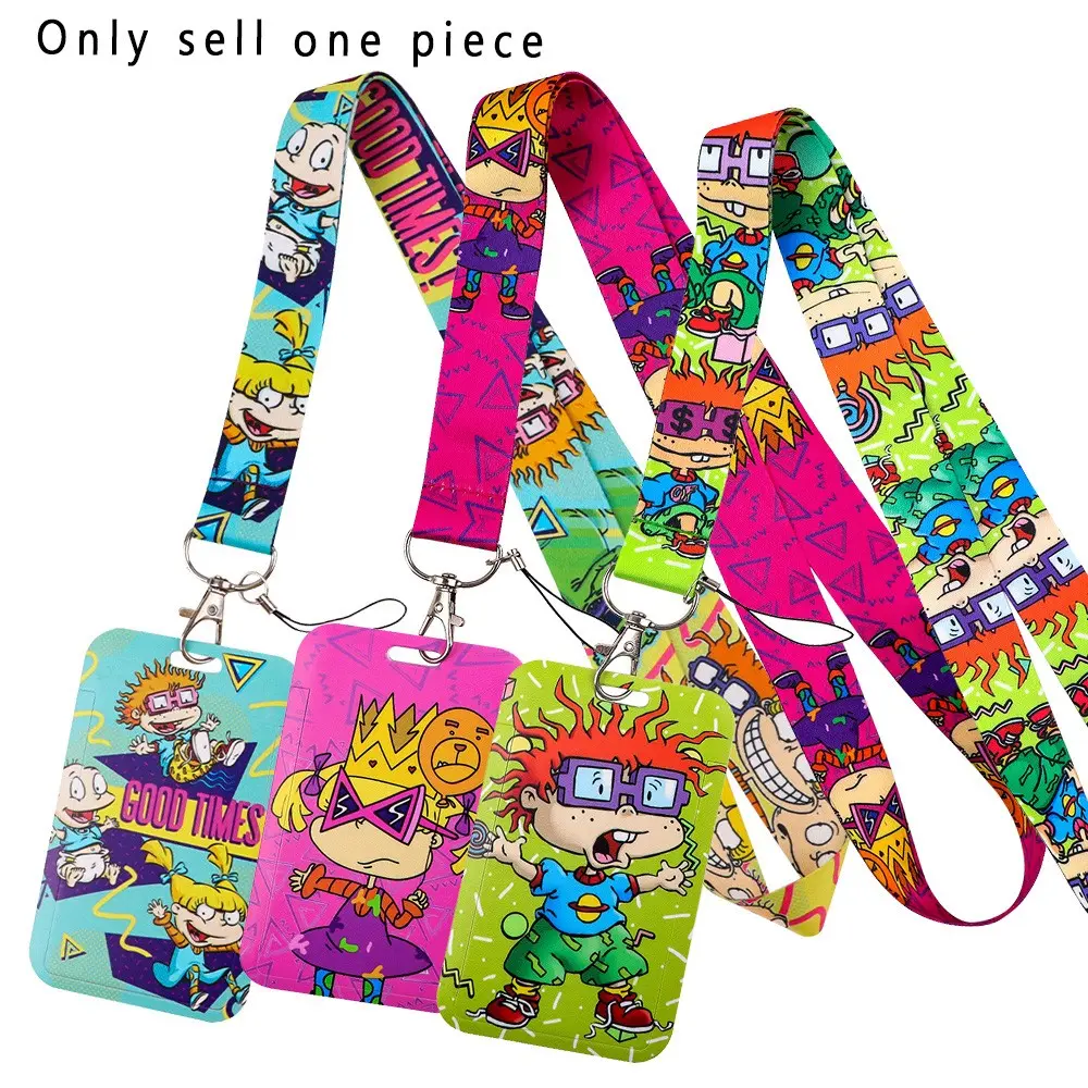 Cartoon Girl Boy Lanyard For Keys USB ID Credit Card Cover Badge Holder Mobile Phone Charm Key Ring Hang Rope Keychain Kawaii Accessories Keychain For Bags Keychain Accessory