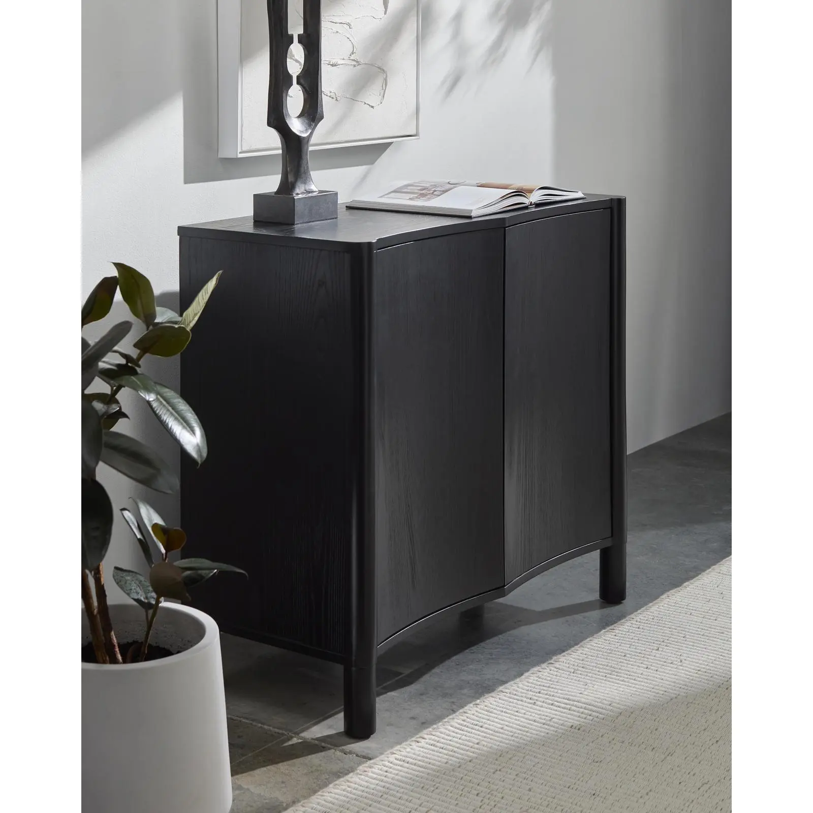 Livabliss x Becki Owens Sonador Traditional-Modern Minimal Oak Veneer Wood Cupboard Cabinet - Single Unit Indoor Storage Furniture, Assembly Required