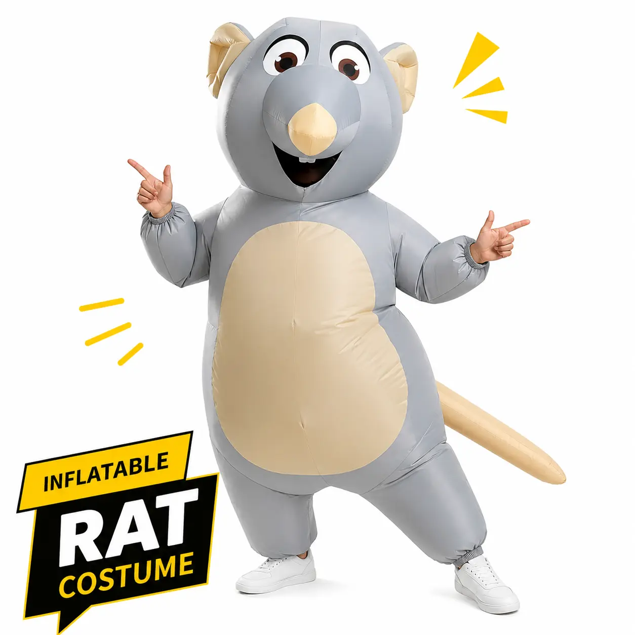 Inflatable Rat Costume for Adults, Funny Mouse Mascot Costume, Giant Blow Up Animal Outfit for Halloween Parties, Cosplay, Carnival and Dress Up