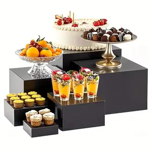 6-Piece Set 3-8 Inch White/Clear Acrylic Cube Display Bases, Display Risers, Buffet Stands, Home Decor Holders, Ideal for Showcasing Jewelry, Bags and Accessories, Organizing Items for Parties & Birthdays