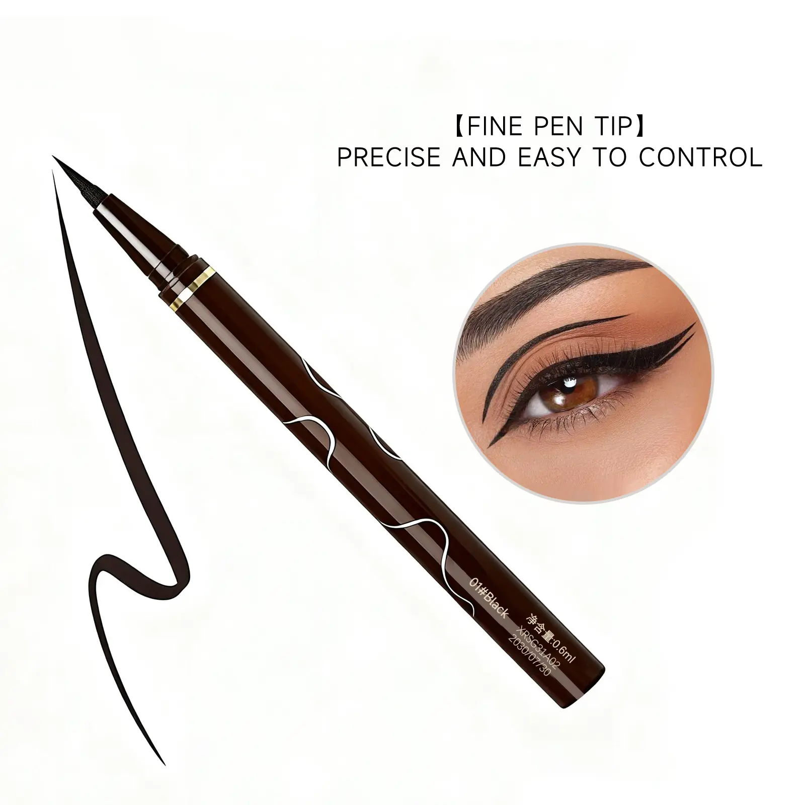 2-Pack Waterproof Makeup Cosmetic Eyeliner Pens (Black + Brown), Fine Tip, Longwear Eye Liner, Daily Use, Velvety Matte Finish, All-Day Smudge-Proof Transfer-Resistant Formula