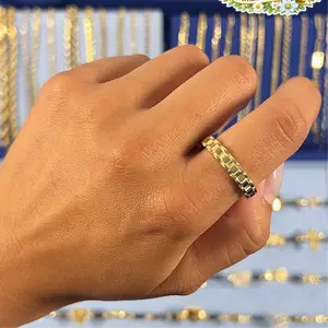 [Quick sale] Gold Artificial Gemstone Rings 14k watchband ring s6