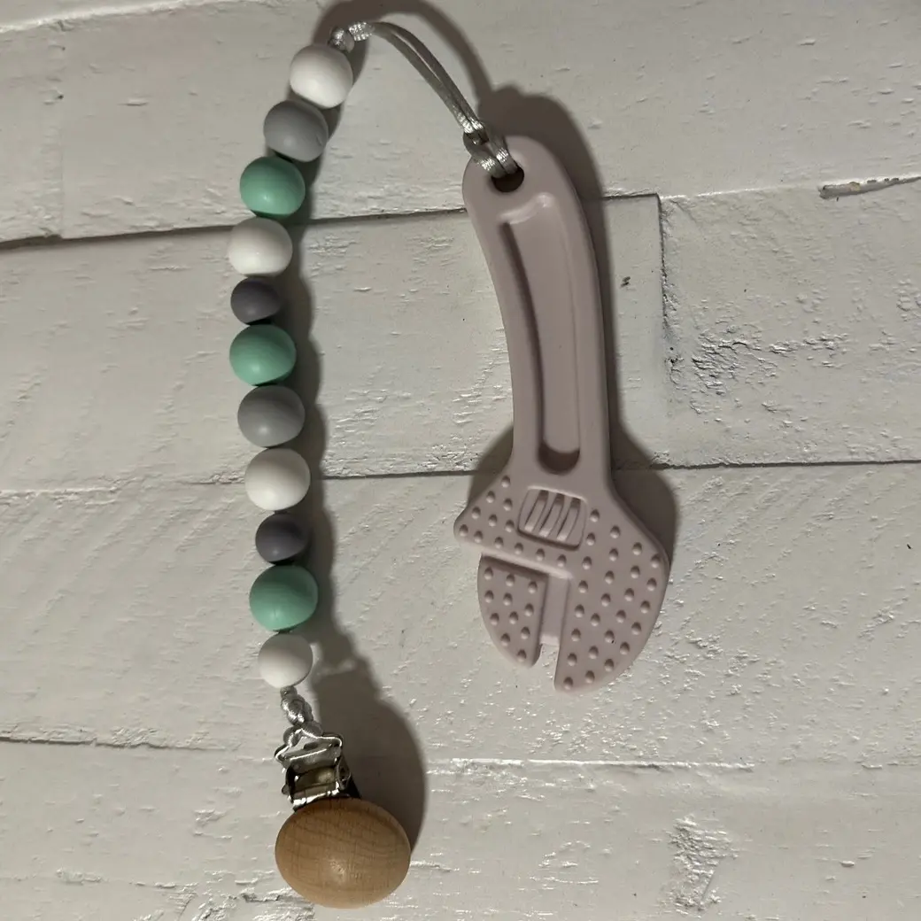 Silicone beaded pacifier clip/teething toy