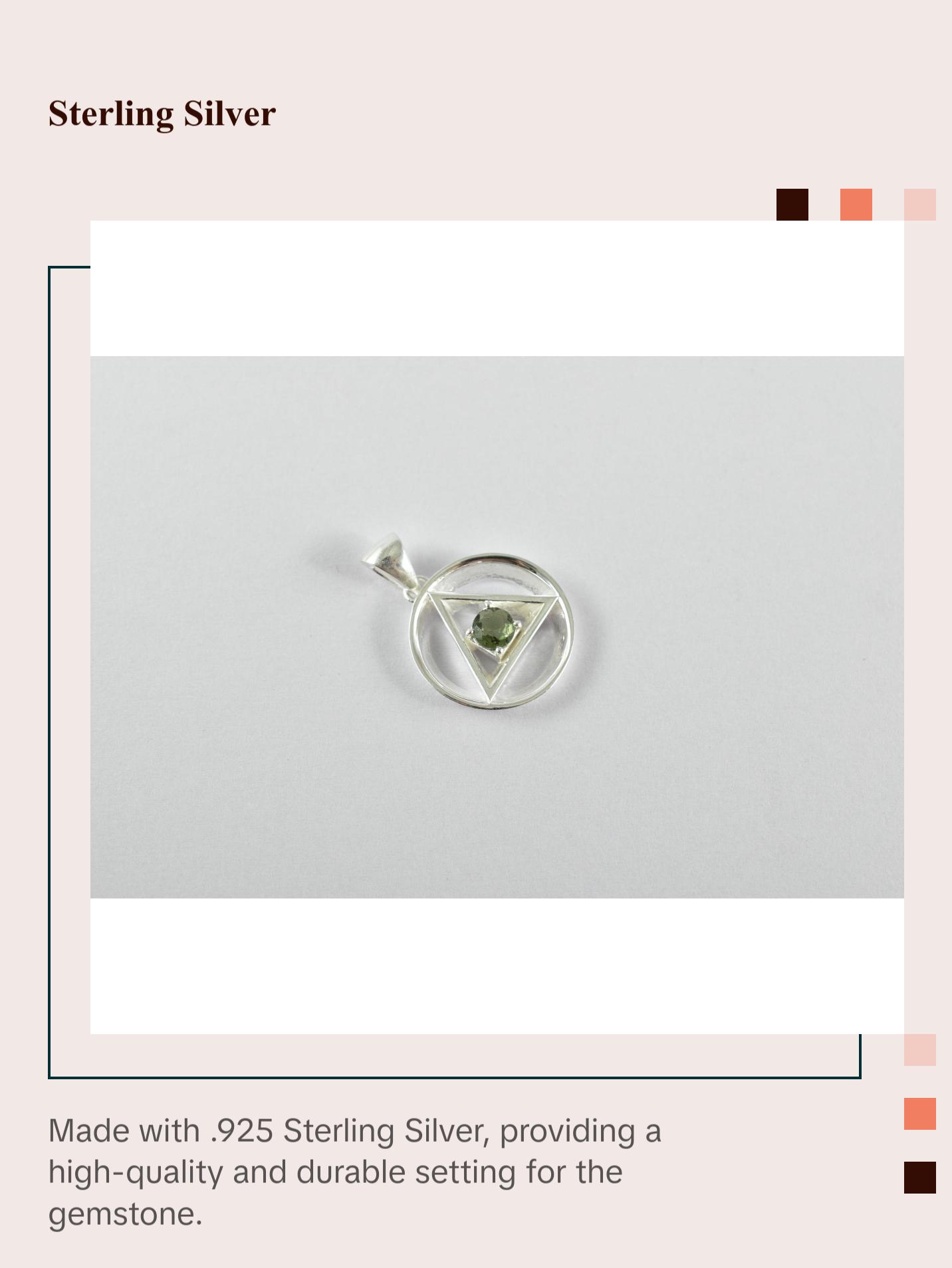 Moldavite Alchemy Pendant-Moldavite faceted Gemstone .925 Silver