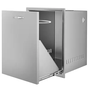 BuoQua Stainless Steel Storage Drawer Outdoor Kitchen Propane Tank Drawer Built-in Trash Drawer 16 x 22 x 16 Inch Propane Tank Trash Drawer for Outdoor Kitchen