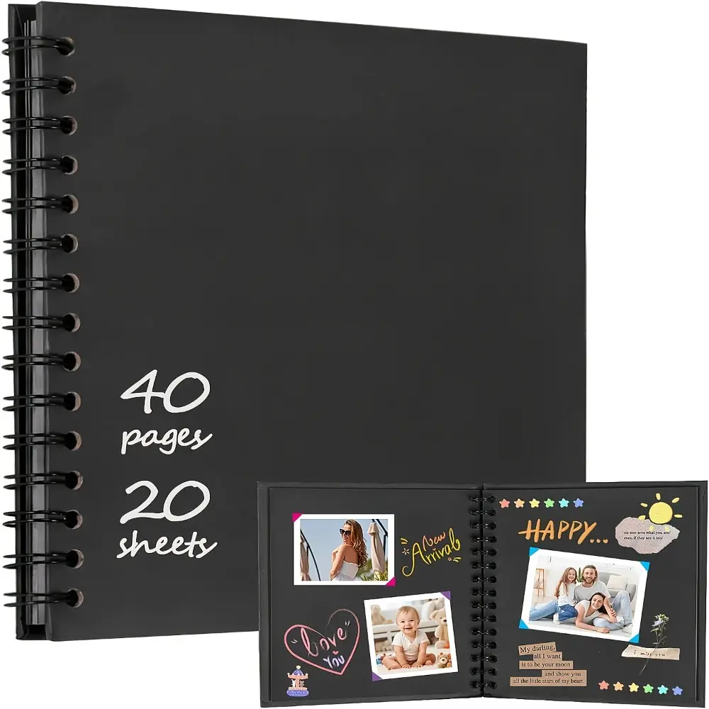 Hardcover Kraft Paper DIY Scrapbook Album - 40 Pages, Crafts Photo Organizer for Adult, Mother's Day Gift, Personalized Memory Book with Dual Brush Marker Pens for Wedding, Anniversary