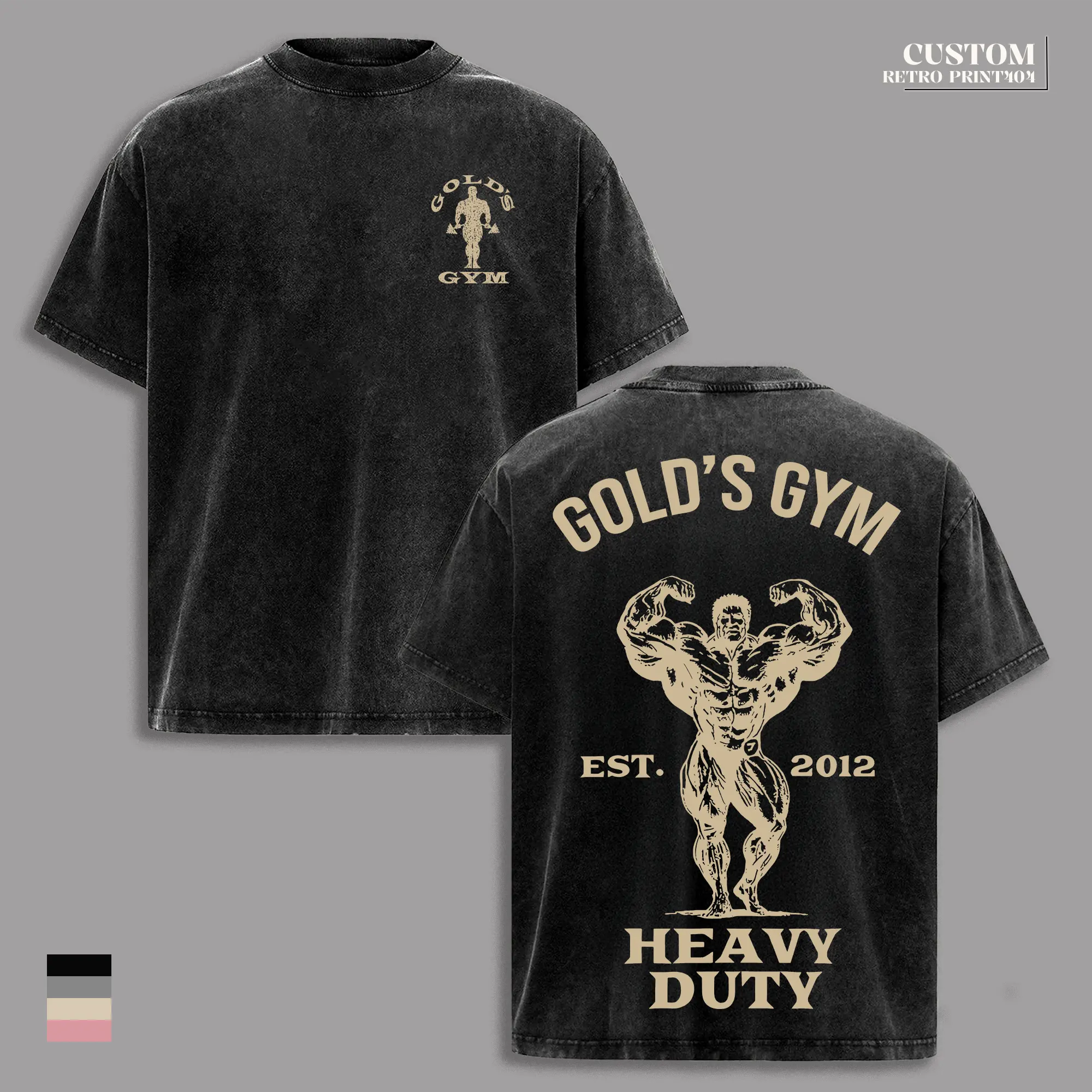 Heavy Duty Gold's Gym Vintage Washed Oversized Workout T-Shirt