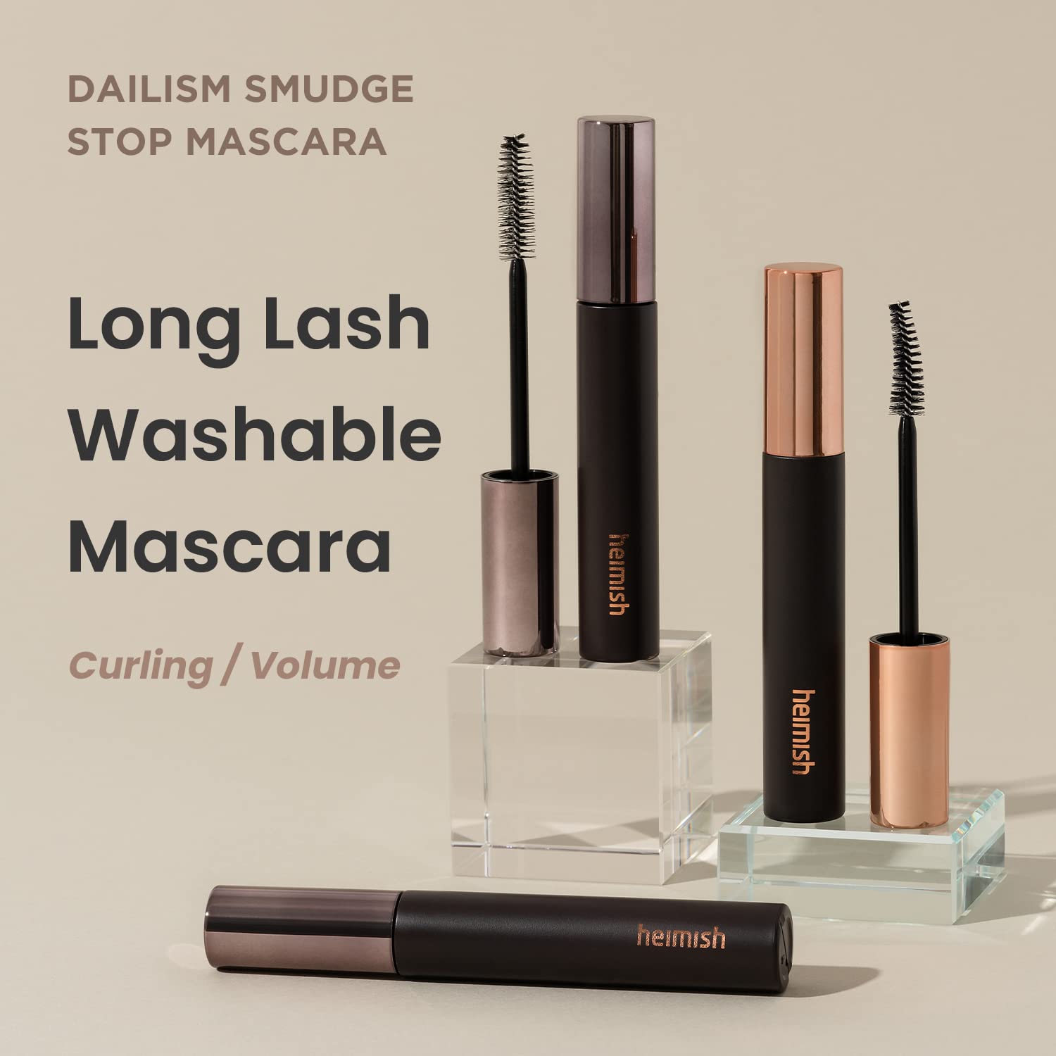 【HEIMISH】 Dailism Smudge stop Mascara curling Black 9g, Waterproof, Smudge-Proof,Curls and Lengthens,Long-lasting makeup,Natural Extension, Thickening Effect,Eye Makeup Cosmetic Eyelash