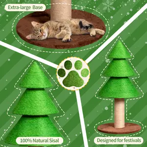 31.5in Christmas Tree Cat Scratcher, Cat Scratching Post for Indoor Cats, Large Sisal Cat Scratching Tree Cat Scratch Tower, Grass Green