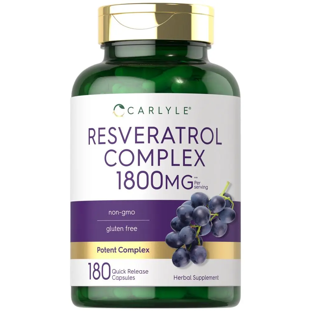 Carlyle Resveratrol Supplement 1800mg - 180 Capsules - Non-GMO & Gluten Free - Potent Complex