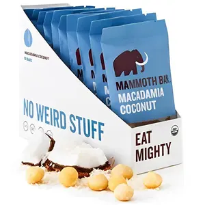 Coconut Bar - 10 Organic Protein Bars – Prebiotic • Paleo • Gluten Free • Egg Protein • GMO Free • Raw • Premium Nuts