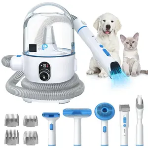 [TOP RATED - FLASH SALE] Garvee Pet Grooming Vacuum Suction Dog Grooming kit with 2 L Large Dust Cup Low Noise Dog Hair Remover, Blue