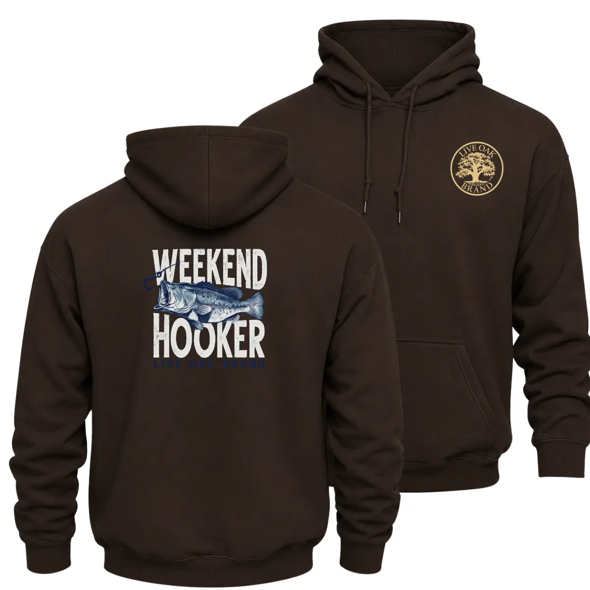 Vintage Weekend Hooker Fishing Outdoor Hoodie, Double Sided Largemouth Bass Fish Graphic Pullover Sweatshirt, Retro Funny Fisherman Outdoor Hoodie, Heavyweight Sweatshirt, Angler Gift For Men