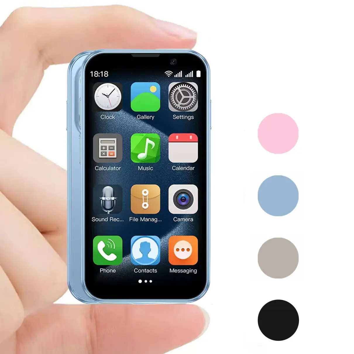 Mini Kids Android Smartphone, 3.0in HD Touch Screen, Smallest Compact Student Pocket Phone, 2GB+16GB, 2MP Front +5MP Dual Cameras, Dual SIM, Integrated Facial Recognition, Type C, 900mAh Lithium Polymer Battery, GPS Positioning, Gift for Children, 2Mp Fro
