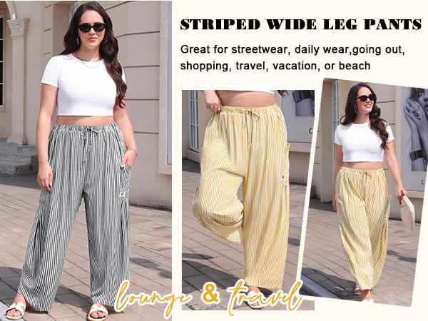 【SS26 Collection】TARSE Womens Wide Leg Gingham Striped Plaid Pants Casual Barrel Loose Drawstring Low Waist Palazzo Harem Pants with Pockets 【SS26 Collection】TARSE Womens Wide Leg Gingham Striped Plaid Pants Casual Barrel Loose Drawstring Low Waist Palazzo Harem Pants with Pockets