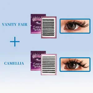 [TWO BOXS]DORMI Jelly-Coated Base Individual Eyelashes No Glue 8-14mm 10-18mm Wispy Natural Lashes Waterproof Long Lasting DIY Style 110/120PCS -Easy Makeup Day