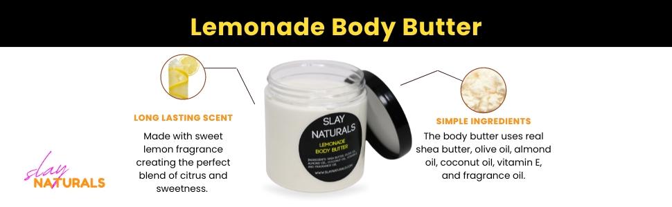 Slay Naturals | Hydrating Lemonade Body Butter for Dry Skin | 8 oz