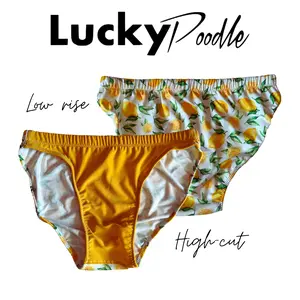 LuckyPoodle Mens Briefs In Sunshine Yellow and Lemon Print Low Rise High-Cut Versatile Swimwear Underwear Comfort Fit