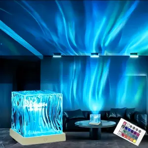Square Northern Lights Projector Light - 16 Color Rotating Galaxy Lamp with Remote & USB Powered, RGB Mood Lighting for Bedroom Living Room Gaming Room Decor, Romantic Birthday Gift Idea sad cled jynzie night led