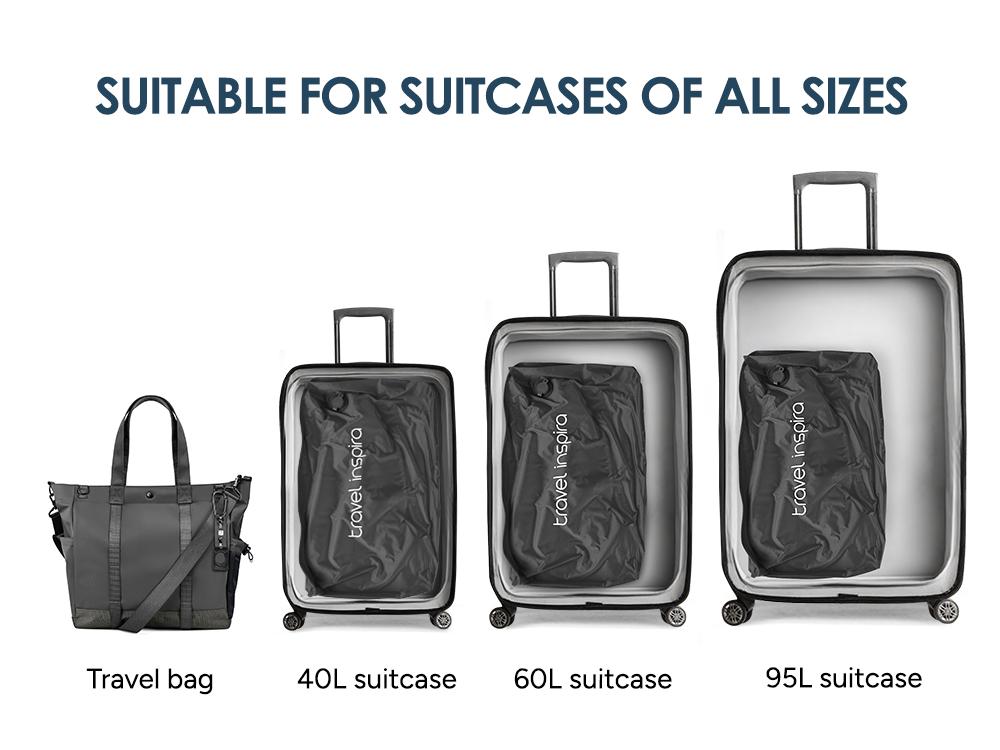 travel inspira Ultra-Durable Nylon 22L Vacuum Travel Bags with Pump Space Saver Compression Solution for Suitcases & Backpacks, Reusable, Lightweight, IP67 Airtight Zipper Seal ,Travel Hacks