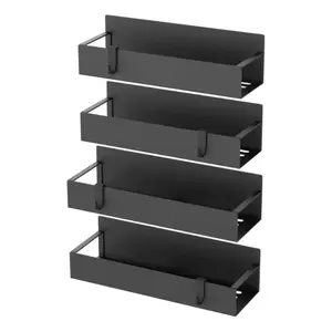 4 Pack Magnetic Spice Rack Organizer with Hooks for Refrigerator & Microwave Oven, Magnetic Shelf with Paper Towel Holder, Kitchen Gadgets, Home Organization lmprovement Shelf, Kitchen Storage Rack Decor, Black Refrigerator Magnet, Decorative Gift