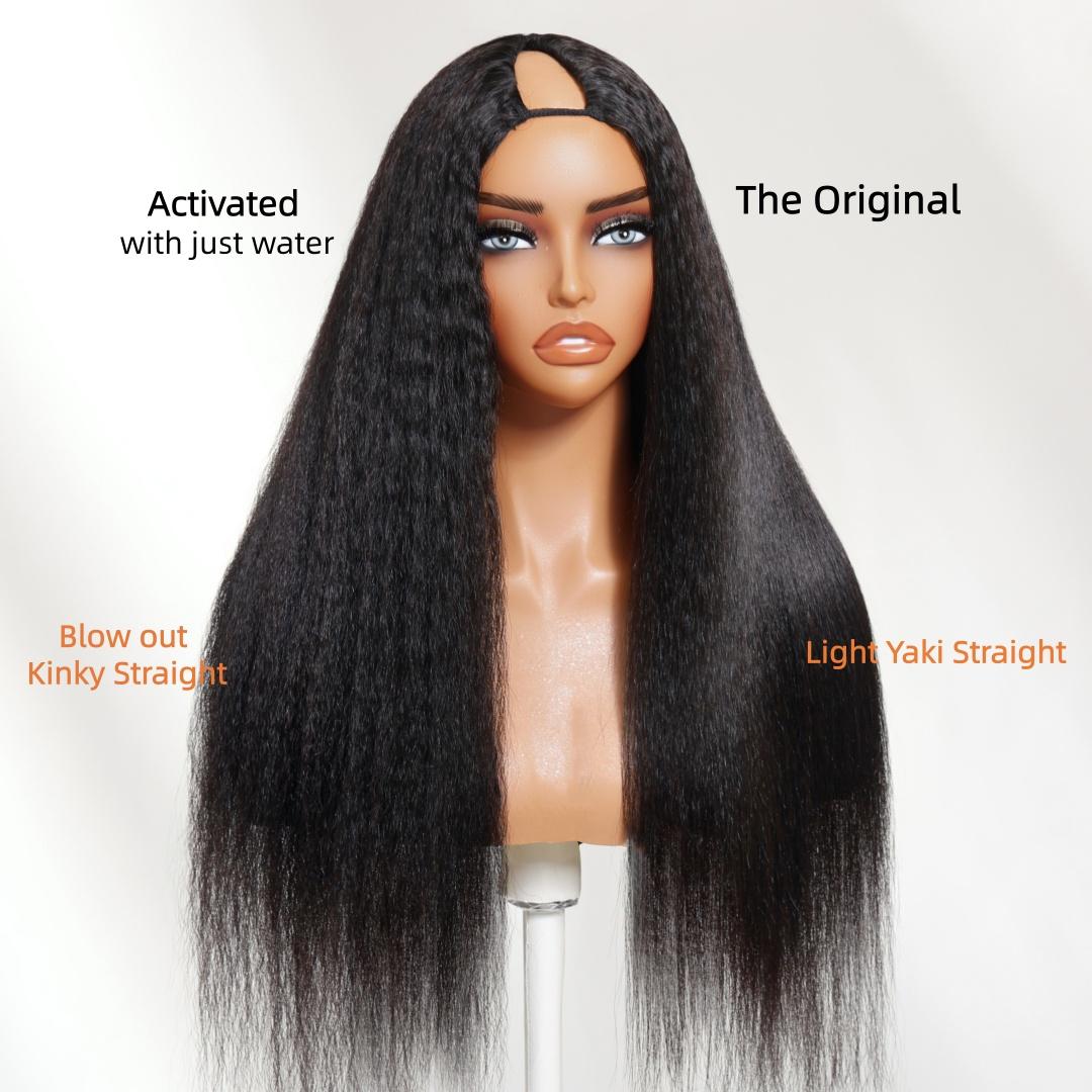 【Two Styles In One】UNice Upgrade V Part Wig Kinky Straight From Salon-Silk to Natural Blow Out Easy to Use and Style Beginners Friendly