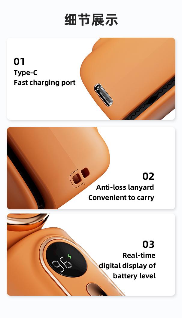 Mini Portable Handheld Clip Fan, 3-in-1 Rechargeable 3000mAh Battery, 5 Speeds, 180° Adjustable Airflow, USB Cooling, Perfect for Travel, Office, and Personal Use - Protection