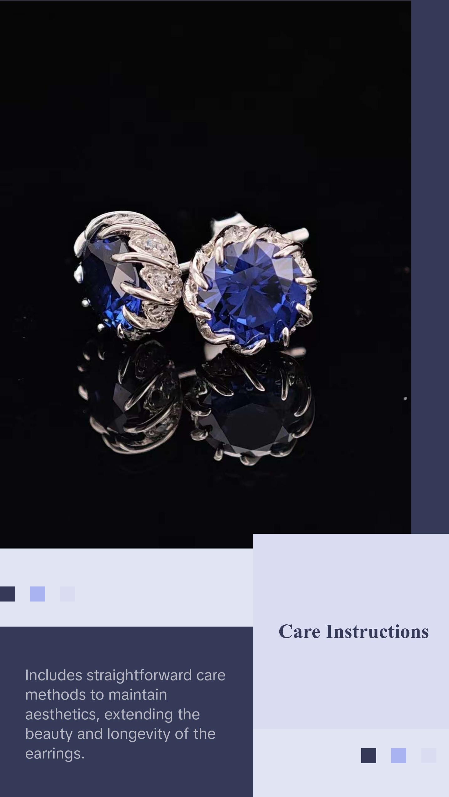 3 ct Lab-grown Sapphire Earring Studs - Flower buds Style with Sterling Silver