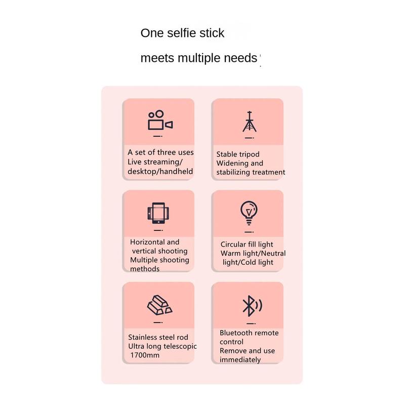 MEUYAG 170cm 360° rotation Selfie Stick with Wireless Bluetooth Extended Tripod with Remote Shutter for Android ios smartphone