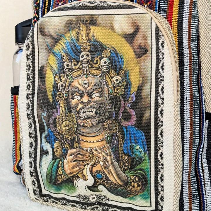 Himalayan Hemp Bhairab Printed Backpack Everyday Bag Day Bag For Adults Unisex With Laptop Compartment Upto 16 inch