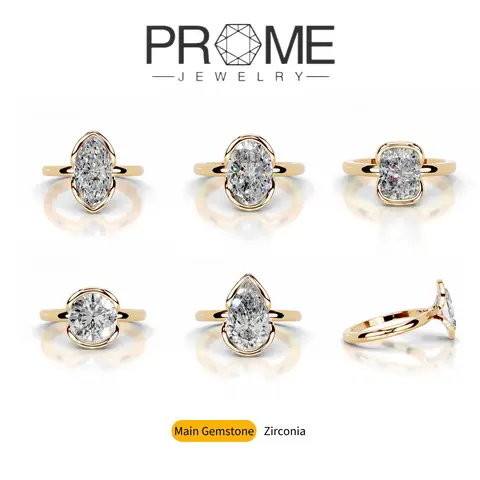 (CR023) Female Chic Modern Rectangle Geometric 5A Cubic Zirconia Rings - High-Quality Copper, Hypoallergenic, Tarnish Proof Jewelry, 3-5g, Sizes US5-9, Casual Daily Wear, Gift-Box Elegance