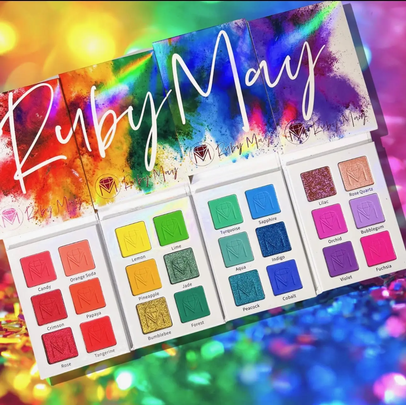 Ruby May Rainbow Vibes Eyeshadow Palette, Vol. 1 | Highly Pigmented, Cruelty-Free Makeup with 6 Vibrant Red & Orange Shades, Cosmetic, Pigmented Eyeshadow, Mica-Based, Six Shades