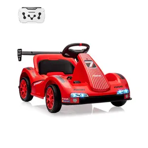 Electric Ride On Drift Kart with Dual Motors, Battery Powered Electric Drift Car with LED Lights, Safety Belt, Remote Control, for Kids,Red