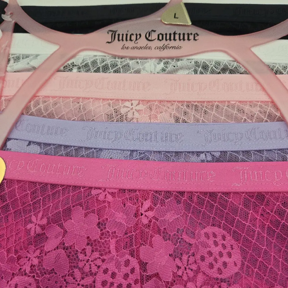 Juicy Couture Women's Size L ,all lace Multicolo, Set of 5 Cheeky