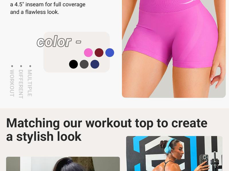 YEOREO Vision Hidden Scrunch Shorts Women's Seamless Butt Lifting Gym Shorts, High Waisted Tummy Control Workout Yoga Shorts