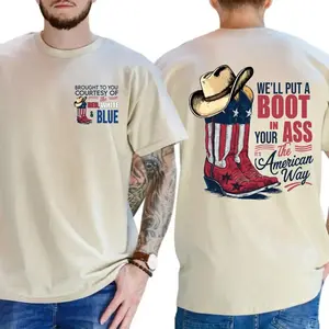 Red White and Blue T-Shirt/Sweatshirt/Hoodie, Patriotic Cowboy Boots Shirt, Funny American Way Graphic Tee, 4th of July Gift for Men and Women