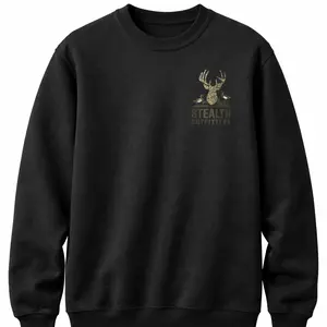 Stealth Outfitters Barn Deer Logo Black Hoodie Sweatshirt
