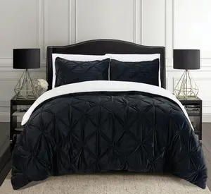 Elegant Comfort 3-Piece Pinch-Pleated Micro-Suede Sherpa Comforter Set – Reversible Cozy Luxury Bedding