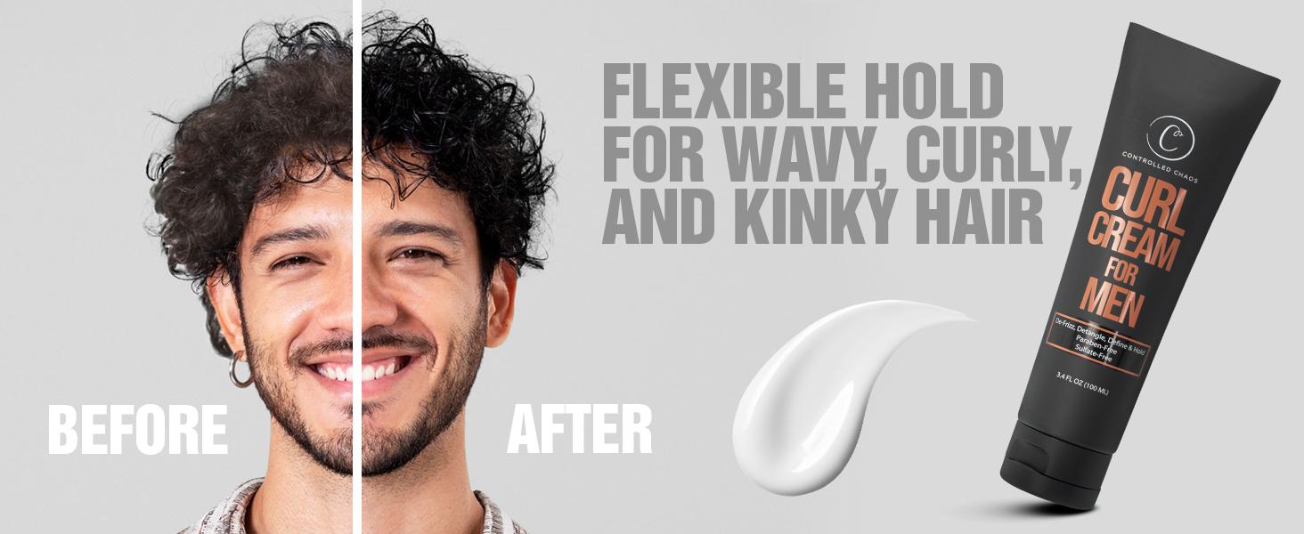 Curl Cream for Men – Men’s Curl Cream for Lightweight, Hydrating, Anti-Frizz Styling – Made with Shea Butter, Jojoba, Coconut Oil, Aloe Vera – Defines Wavy & Curly Hair Without Crunch
