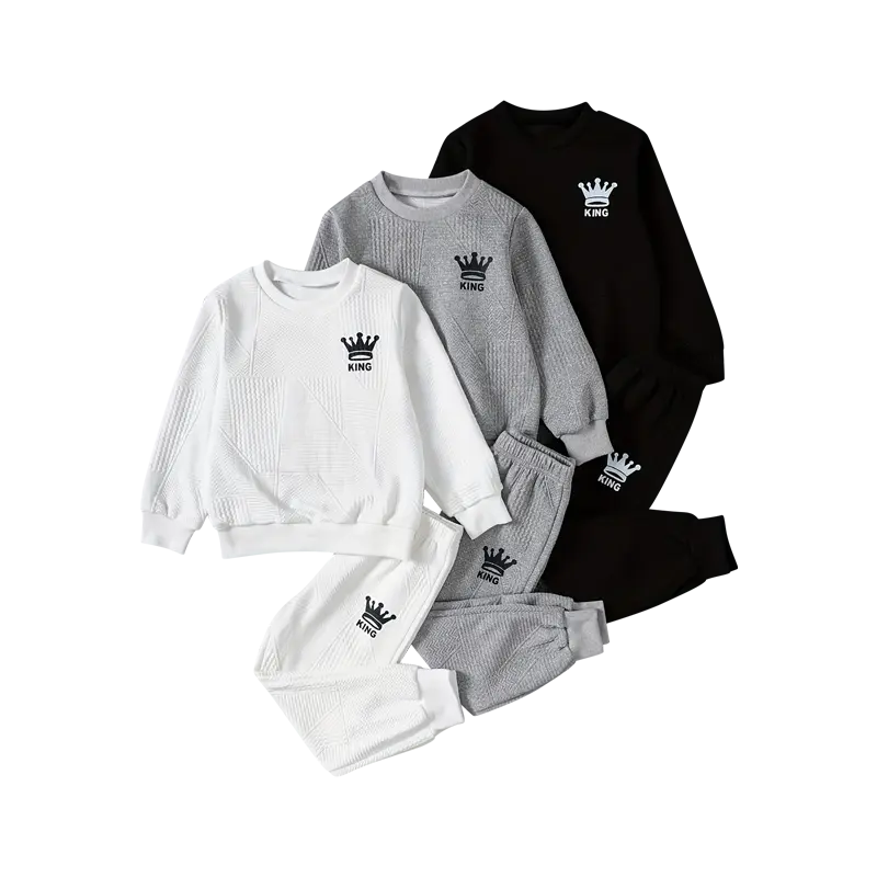 #backtoschool 6-piece boy spring, autumn and winter trend leisure sports suit boy letter printed long sleeve pullover sweater jogging pants suit is suitable for 3-14 years old. Clothes Kids Go Out Sets Round Neck Set Casual Set