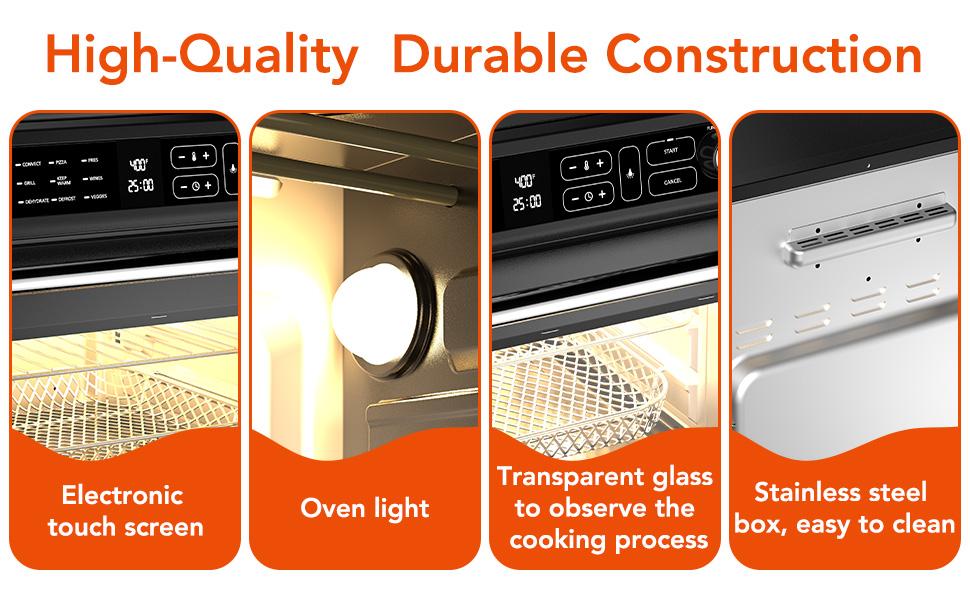 COWSAR Air Fryer Toaster Oven, 25QT Air Fryer Toaster Oven Combo, 12-in-1 Digital Countertop Natural Convection Roast Bake Dehydrate and Reheat 1750W Stainless Steel, Black COWSAR Air Fryer Toaster Oven, 25QT Air Fryer Toaster Oven Combo, 12-in-1 Digital Countertop Natural Convection Roast Bake Dehydrate and Reheat 1750W Stainless Steel, Black