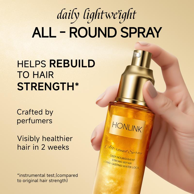 HONLINK All-In-One Leave In Multi-Tasking Leave-In Hair Spray, for All Hair Types, Heat Protection, Detangling & Frizz Control, Infused with Vitamin E & Argan Oil, Color Safe, Vegan