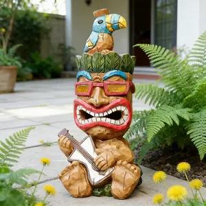 Hawaiian Playing Guitar Tiki Statue, Hawaiian-Themed Outdoor/Decor Suitable for Terraces, Bars, Hawaiian Parties, Unique Gift Idea for Tiki Lovers, Hawaiian Decor, Festival Gift