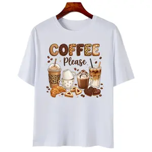 Coffee Lover T-Shirt with Artistic Latte Design and Sweet Snacks Print