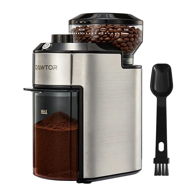 Qawtor Electric Burr Coffee Grinder, 28 Precise Grind Settings, 200W Conical Burr Mill, One-Touch Operation for Espresso, Drip & French Press, Precision Timer and Easy-to-Clean Grinding Chamber, Molinillo de Café Eléctrico, tiktokshopbacktoschool