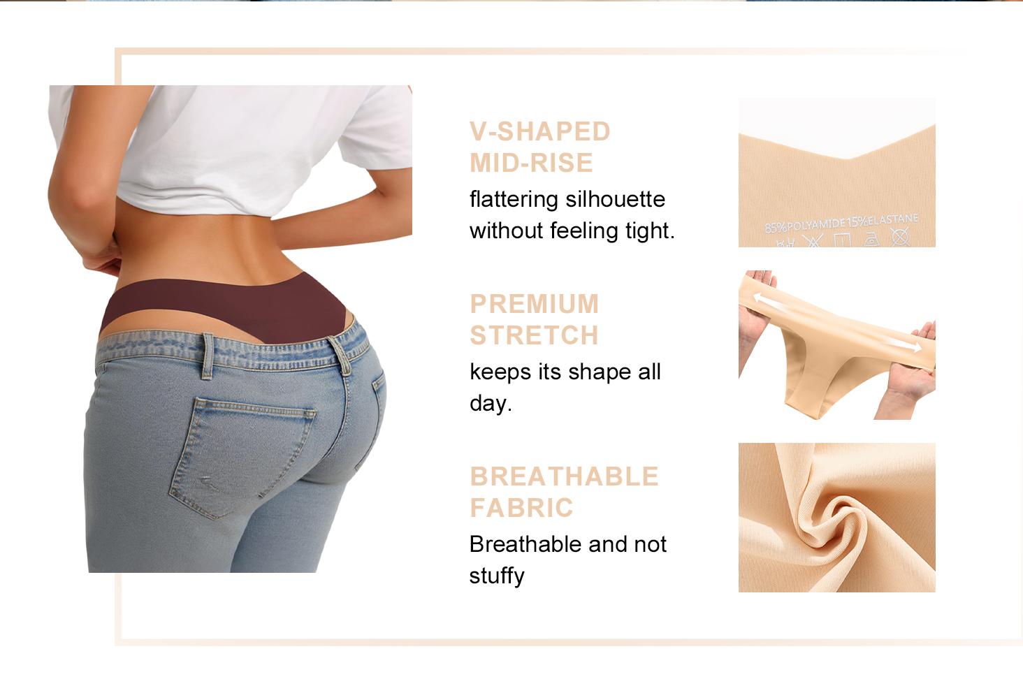 Multi-Pack Women‘s Underwear Bikini Seamless Soft Stretchy Breathable Sports Yoga  Daily Wear Seamless Thongs